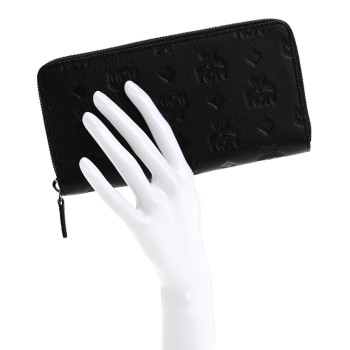 MCM Calfskin Ottomar Monogram Klara Zip Wallet Black