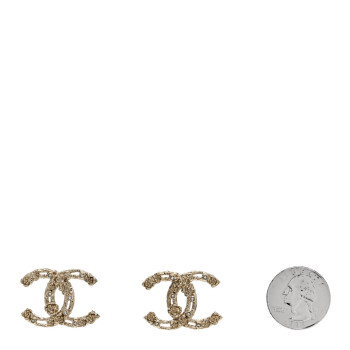 CHANEL Crystal CC Camellia Earrings Gold