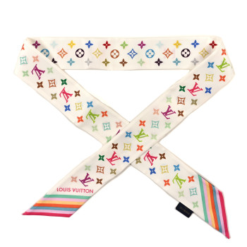 LOUIS VUITTON LV X TM Silk Monogram Multicolor BB Bandeau White