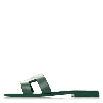 HERMES Calfskin Oran Sandals 42 Vert Viride
