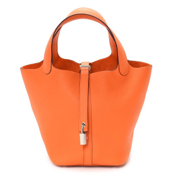 HERMES Taurillon Clemence Picotin Lock 18 PM Orange
