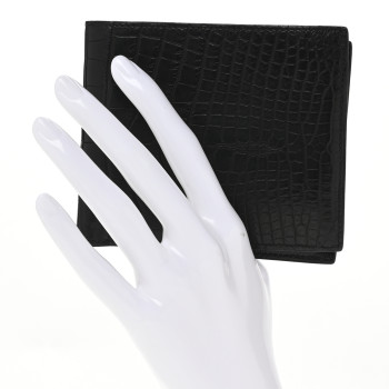 HERMES Matte Alligator MC2 Copernic Compact Wallet Black