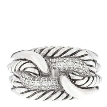 DAVID YURMAN Sterling Silver Diamond Pave Double Loop Labyrinth Ring 52 6