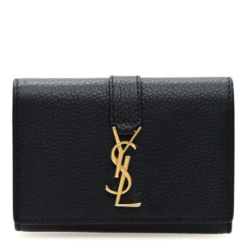SAINT LAURENT Grain de Poudre Monogram Slim Key Case Black