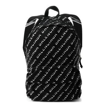 BALENCIAGA 21AW WHEEL BACKPACK 総柄ロゴ BALENCIAGA Nylon Wave Logo Printed Wheel Backpack Black