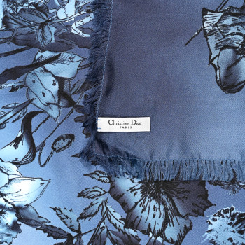 Christian Dior クリスチャンディオール ディオール シルク CHRISTIAN DIOR Silk Floral Square Scarf Blue Multicolor