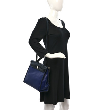 HERMES Toile H Berline Vache Hunter Herbag Zip PM 31 Bleu Saphir Black