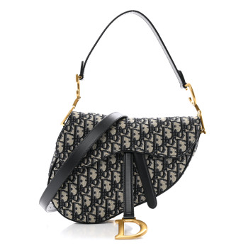 CHRISTIAN DIOR Oblique Saddle Bag With Strap Blue