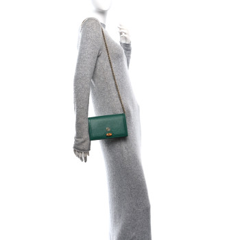 GUCCI Textured Dollar Calfskin Mini Diana Chain Bag Emerald