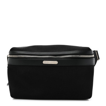 SAINT LAURENT Canvas Calfskin City Belt Bag Black