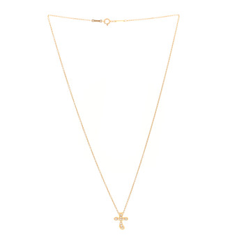 TIFFANY 18K Yellow Gold Diamond Elsa Peretti Cross Pendant Necklace