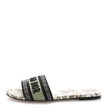 CHRISTIAN DIOR Canvas Embroidered Butterfly Dway Mules Slide Sandals 39 Green