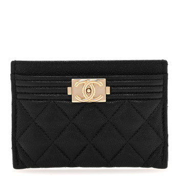 CHANEL Caviar Quilted Boy Card Holder Black