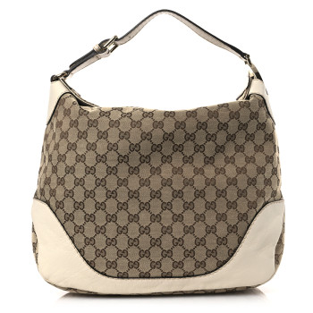 GUCCI Monogram Medium Charlotte Hobo Off White