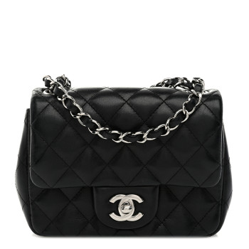 CHANEL Lambskin Quilted Mini Square Flap Black