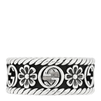 GUCCI Sterling Silver Interlocking G Flower Ring
