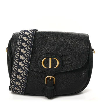 CHRISTIAN DIOR Grained Calfskin Large Bobby Flap Black