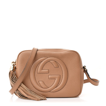 GUCCI Pebbled Calfskin Small Soho Disco Bag Camelia