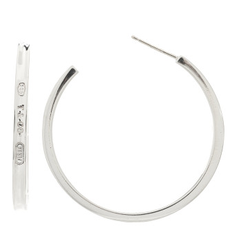 TIFFANY Sterling Silver Medium Narrow 1837 Hoop Earrings