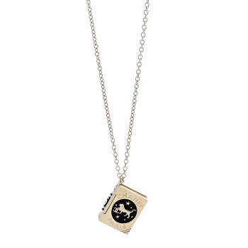 CHANEL Metal CC Lion Book Locket Necklace Gold