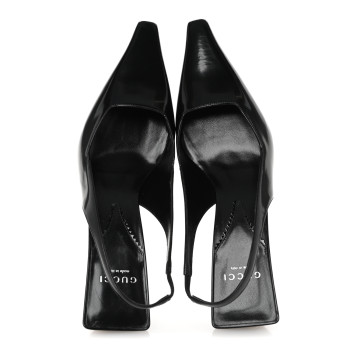GUCCI Nappa Mallory Pointed Toe Slingback Sandal 39.5 Black