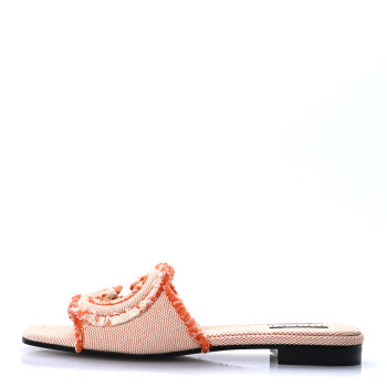 GUCCI Canvas Interlocking G Bicolor Mountain Slide Sandals 38.5 Orange Natural