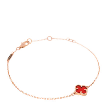 VAN CLEEF & ARPELS 18K Rose Gold Carnelian Sweet Alhambra Bracelet