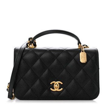 CHANEL Caviar Quilted Mini Top Handle Flap Black