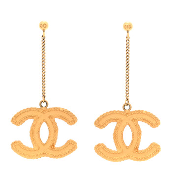 CHANEL CC Drop Earrings Matte Gold