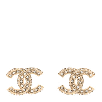 CHANEL Crystal Timeless CC Earrings Light Gold