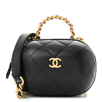 CHANEL Lambskin Quilted Small CC Bubble Vanity Case With Chain Black