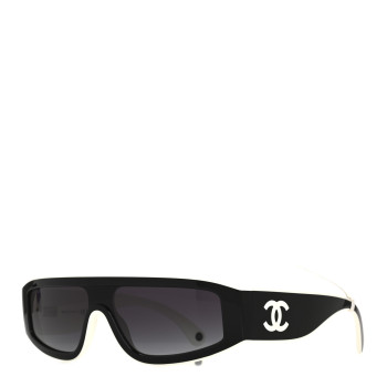 CHANEL Acetate Cat Eye Sunglasses 6057 Black White