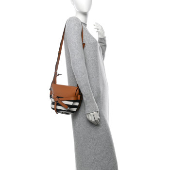 LOEWE Calfskin Marine Stripe Small Gate Crossbody Bag Tan LOEWE Calfskin Marine Stripe Small Gate Crossbody Bag Tan