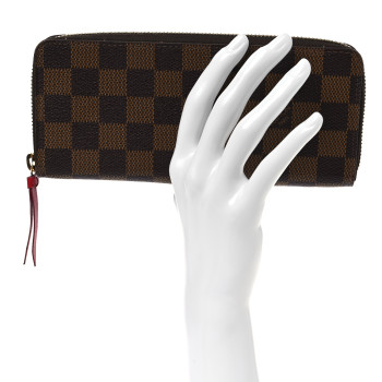 LOUIS VUITTON Damier Ebene Clemence Wallet Cherry