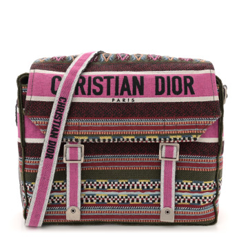 CHRISTIAN DIOR Canvas Embroidered Diorcamp Messenger Vert Multicolor