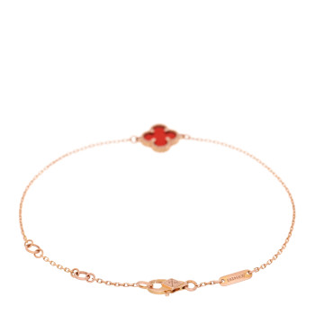 VAN CLEEF & ARPELS 18K Rose Gold Carnelian Sweet Alhambra Bracelet