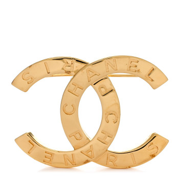CHANEL Metal Paris Button CC Large Brooch Gold