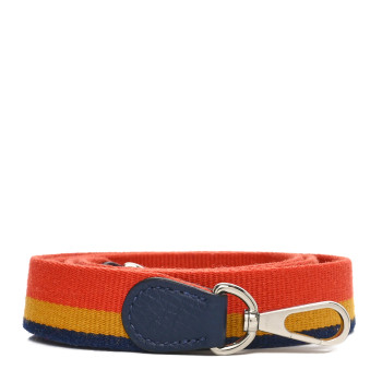 HERMES Toile 25mm Shoulder Striped Shoulder Strap Bleu Nuit