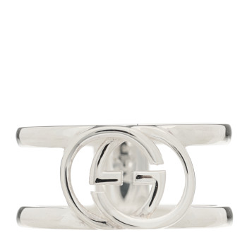 GUCCI Sterling Silver 9mm Interlocking G Open Band Ring 52 6