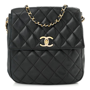 CHANEL Lambskin Quilted Mini Flap Shoulder Bag Black