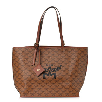 MCM Lauretos Nappa Medium Himmel Shopper Tote Beige Cognac