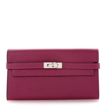 HERMES Epsom Kelly Longue Wallet Rose Pourpre
