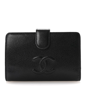 CHANEL Caviar Timeless CC French Wallet Black