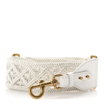 CHRISTIAN DIOR Raffia Woven Shoulder Strap White