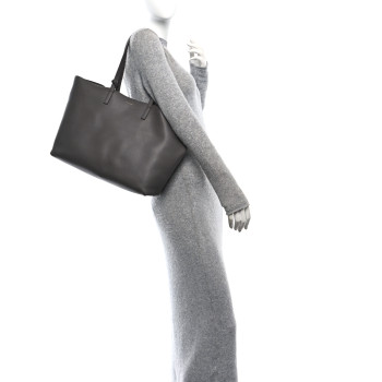 SAINT LAURENT Calfskin Large Shopping Tote Fog