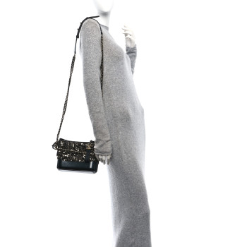 CHANEL Sequin Calfskin Small Gabrielle Hobo Black Gold