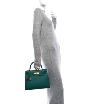 HERMES Epsom Horseshoe Kelly Sellier 28 Malachite