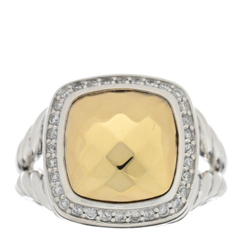 DAVID YURMAN Sterling Silver 18K Yellow Gold Diamond 11mm Albion Ring 54 7