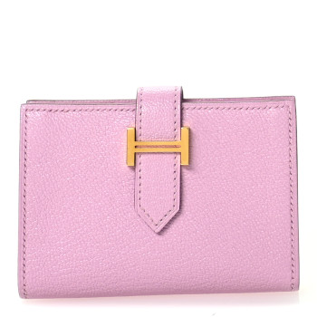 HERMES Chevre Mysore Bearn Card Holder Wallet Mauve Sylvestre
