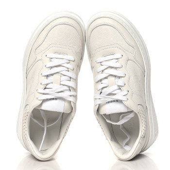 GUCCI Calfskin GG Tennis Embossed Perforated Womens Platform 55mm Sneakers 37.5 Great White